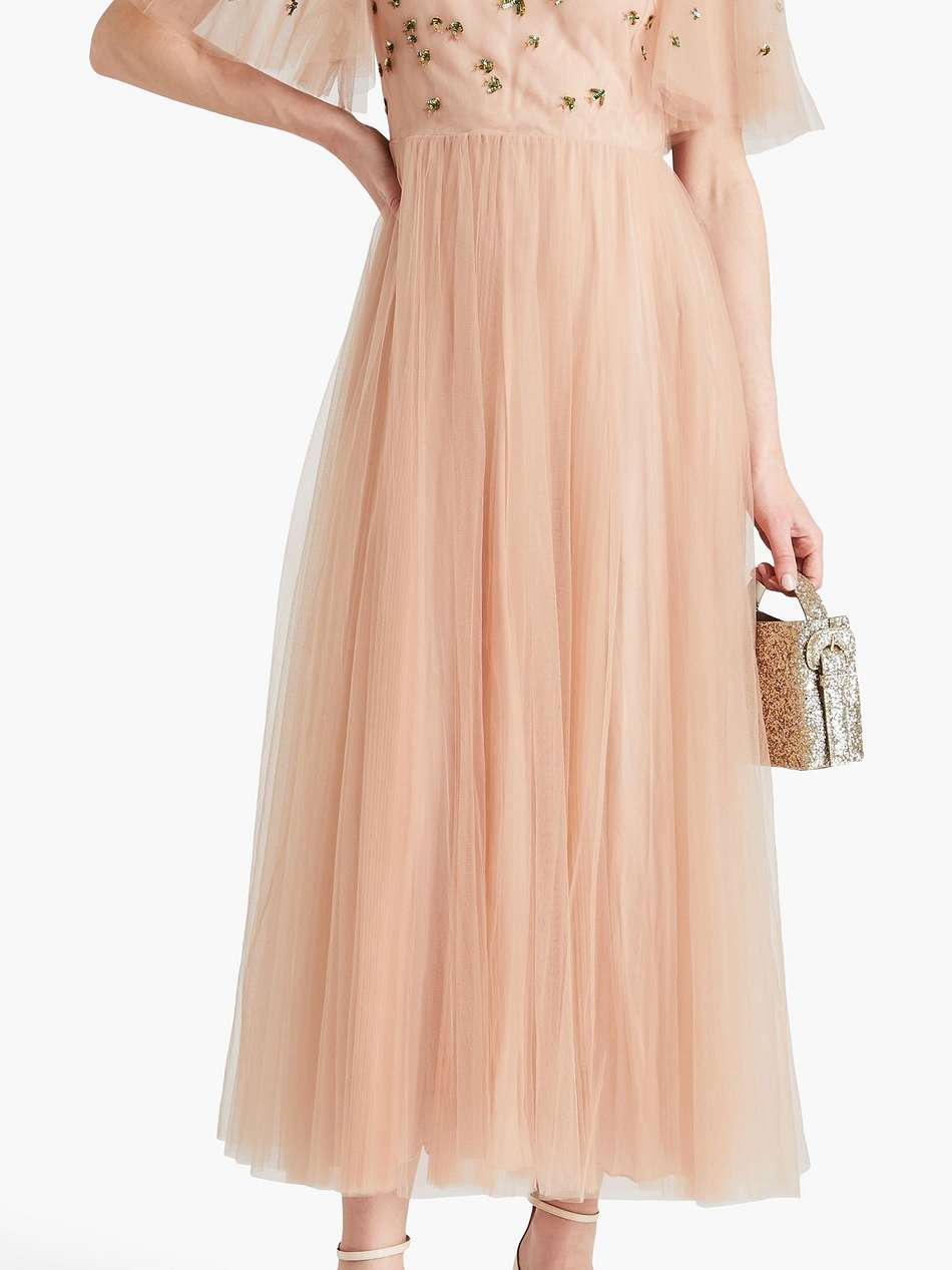 embellished tulle maxi dress
