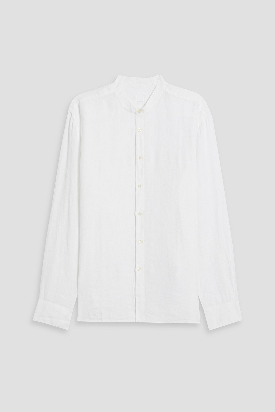 120% Lino Long-sleeved Linen Shirt In Bianco