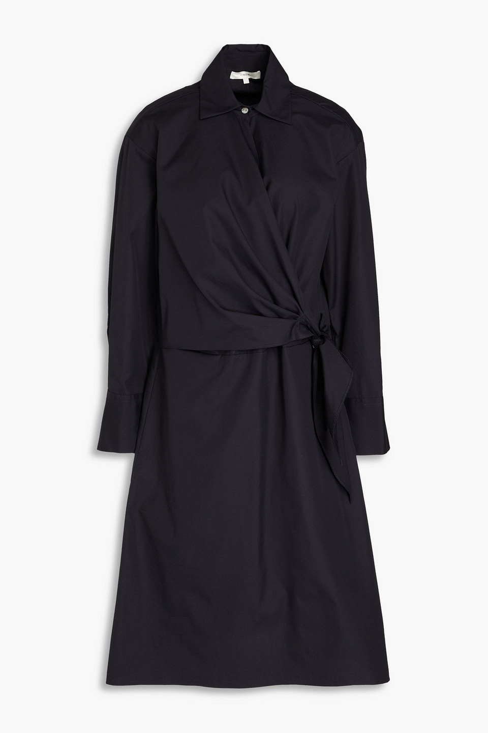 Vince Wrap-effect Cotton-poplin Shirt Dress In Blue