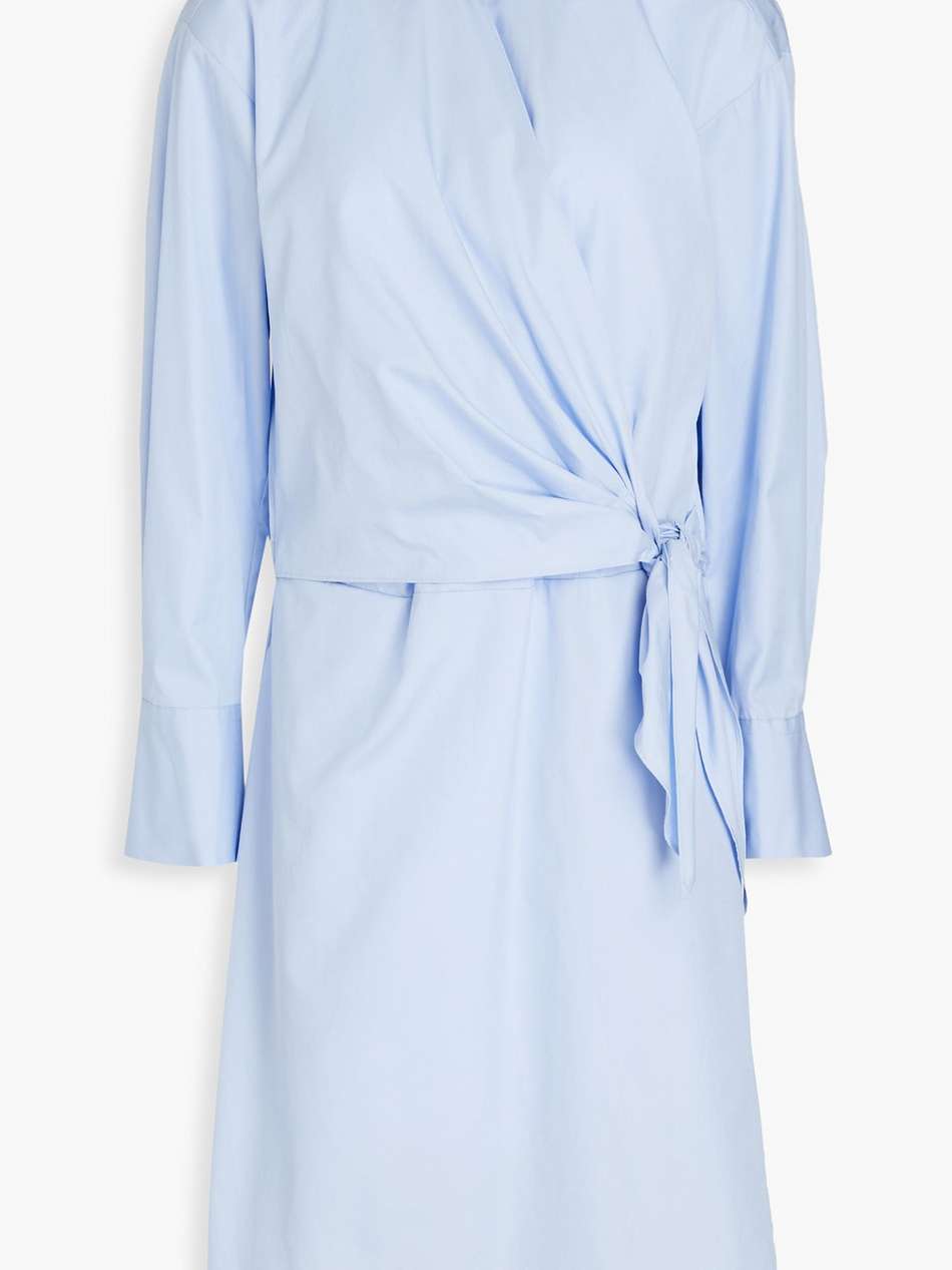 wrap-effect cotton-poplin shirt dress