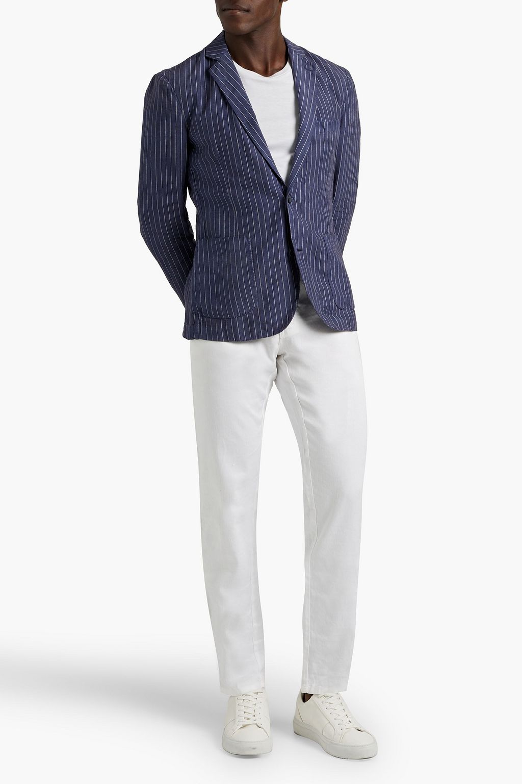 120% LINO Pinstriped linen blazer