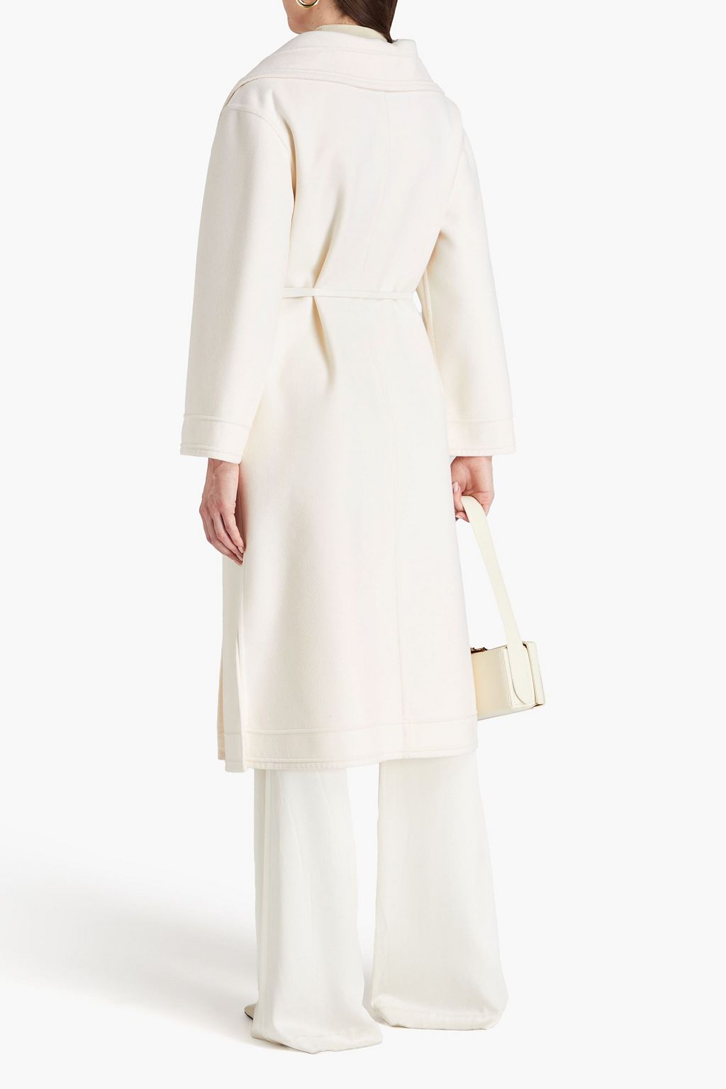VALENTINO GARAVANI Leather-trimmed wool and cashmere-blend felt coat