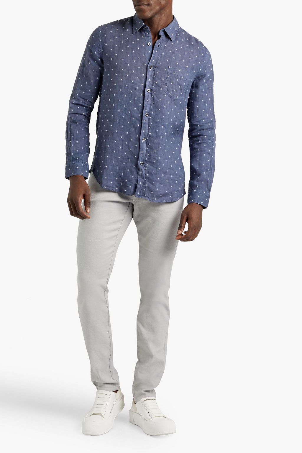 120% LINO Slim-fit linen-blend pants