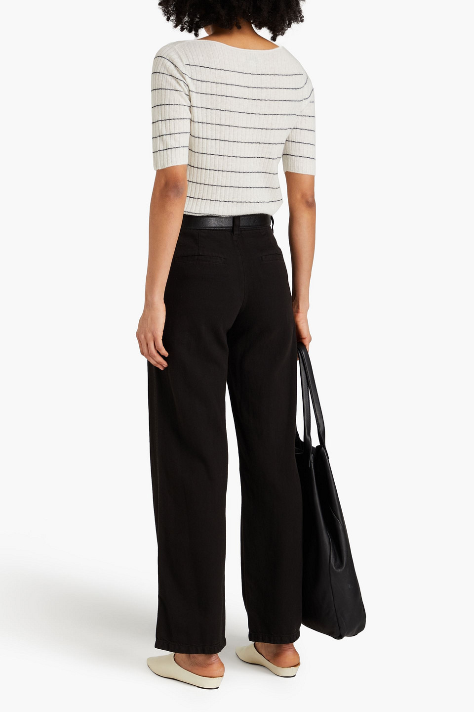 Shop Vince Cotton-blend Gabardine Straight-leg Pants In Black