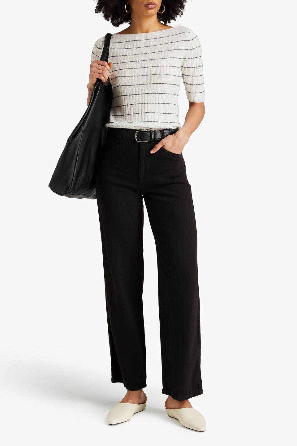 Shop Vince Cotton-blend Gabardine Straight-leg Pants In Black