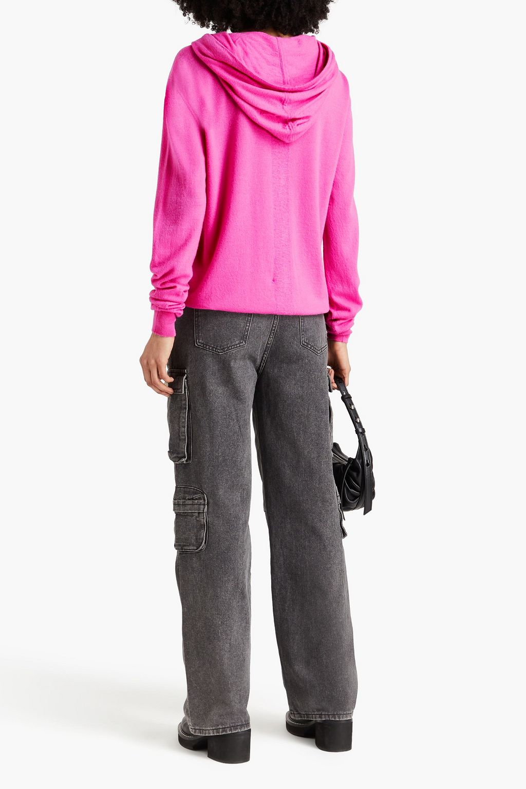RICK OWENS Brushed cashmere hooded zip-up sweater