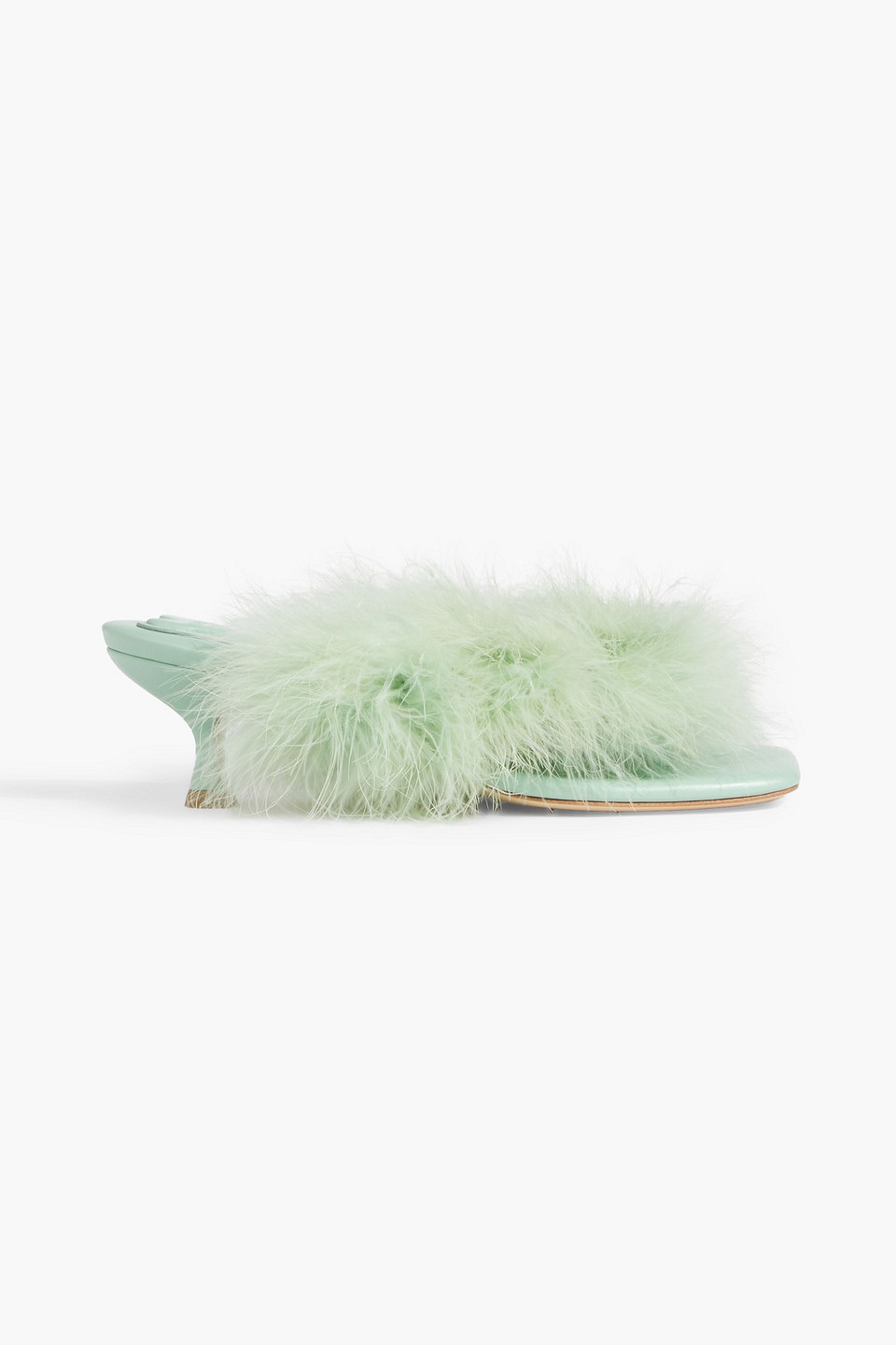 Sleeper Green Pom Pom Heeled Sandals In Mint