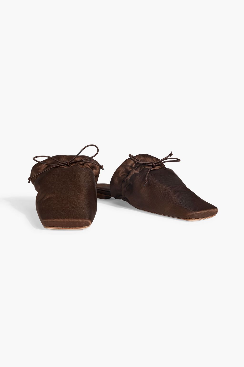 SLEEPER Puff bow-detailed satin slippers