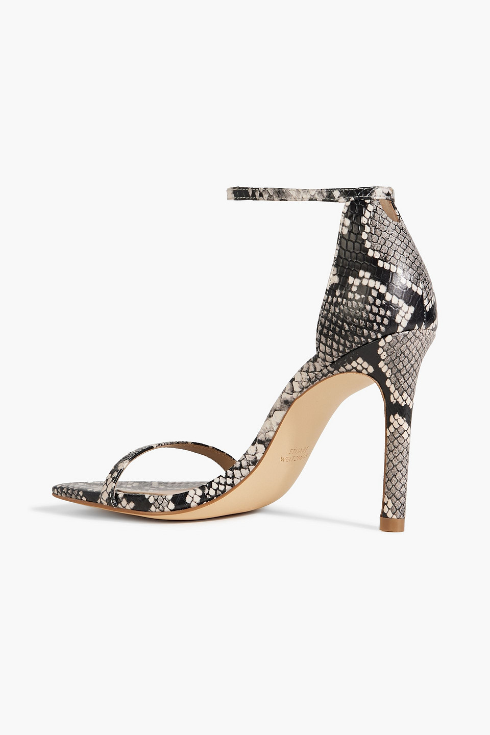 Shop Stuart Weitzman Amelina 95 Snake-effect Leather Sandals In Animal Print