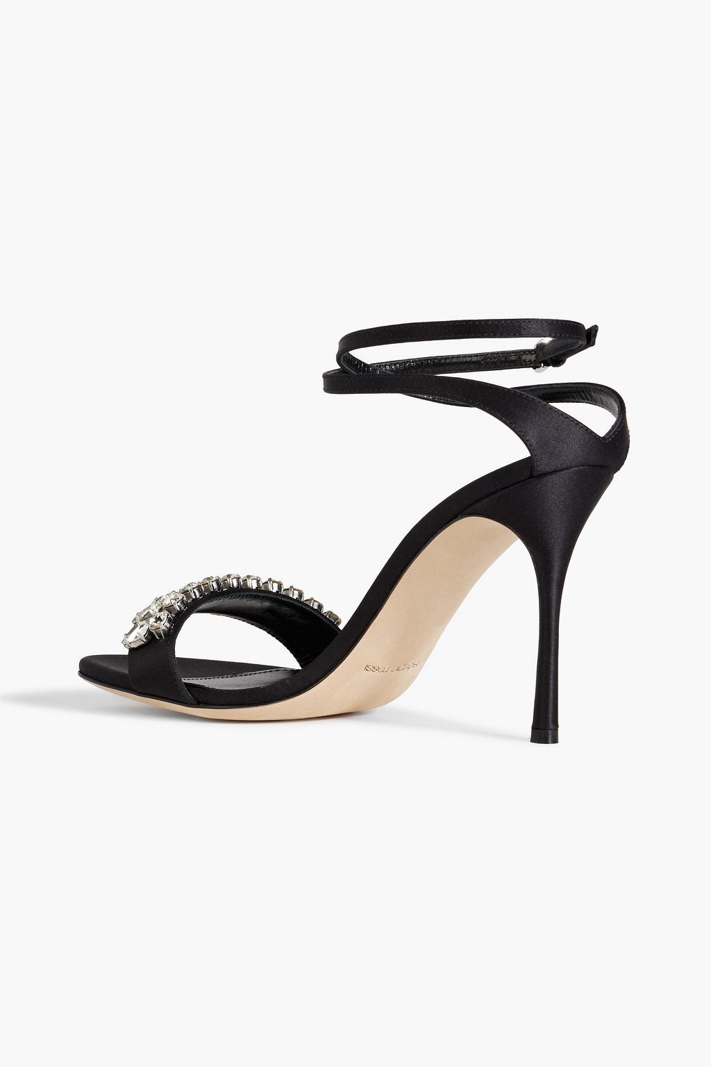 SERGIO ROSSI Crystal-embellished satin sandals