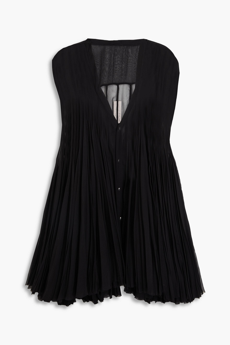 Rick Owens Fluted Silk-chiffon Waistcoat In Black