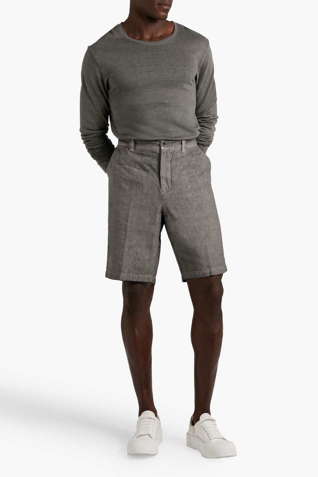 120% LINO Linen and cotton-blend jersey T-shirt
