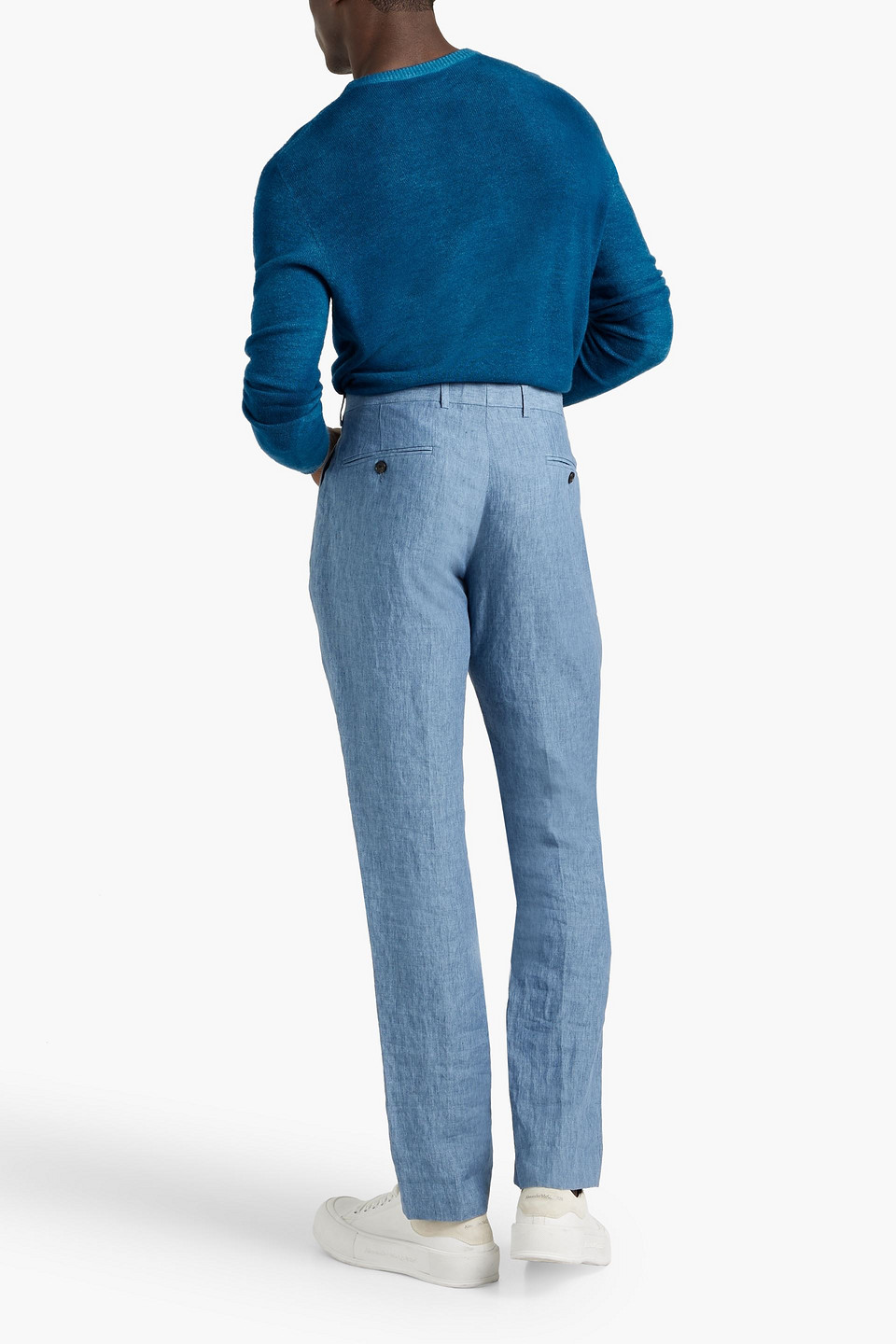 120% Lino Cashmere And Wool-blend Sweater In Bright Blue
