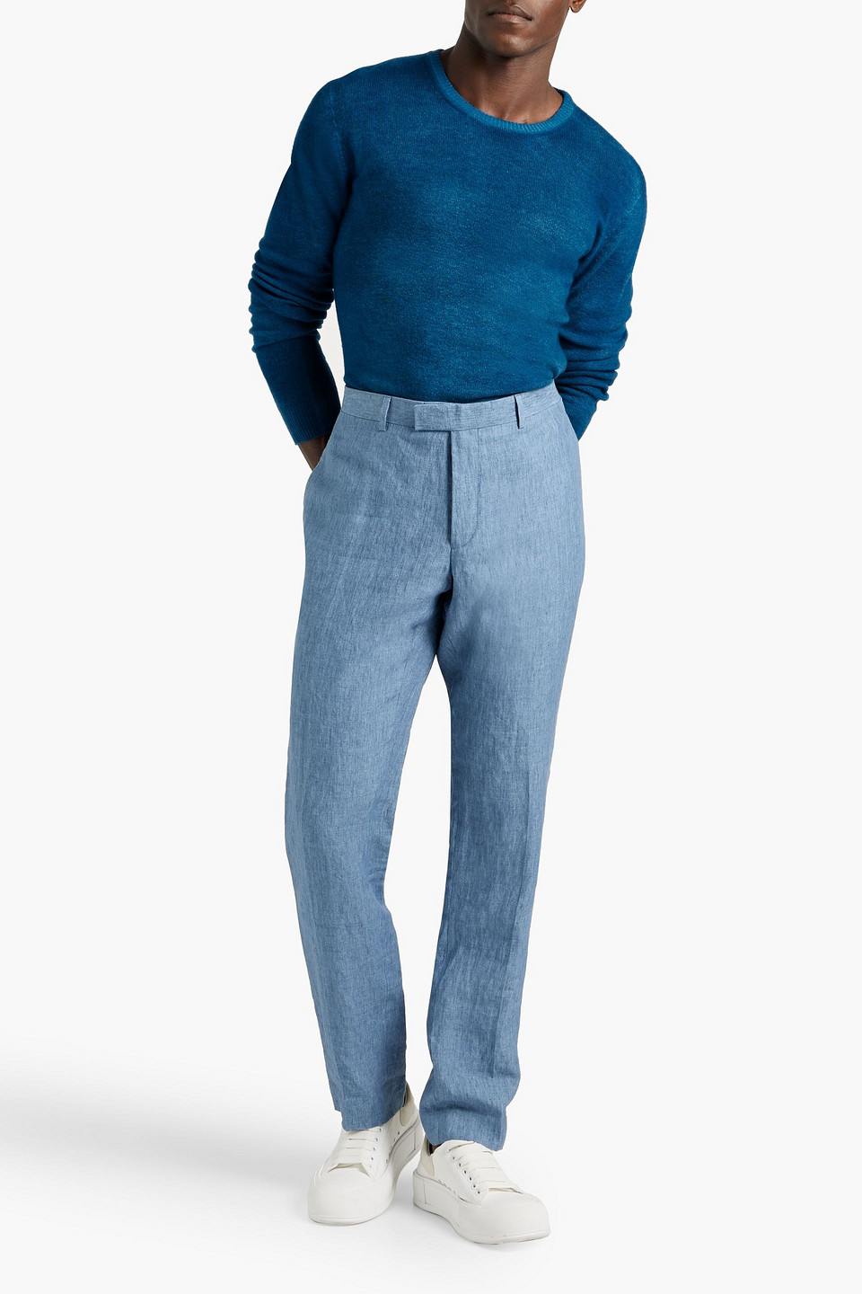 Shop 120% Lino Cashmere And Wool-blend Sweater In Bright Blue