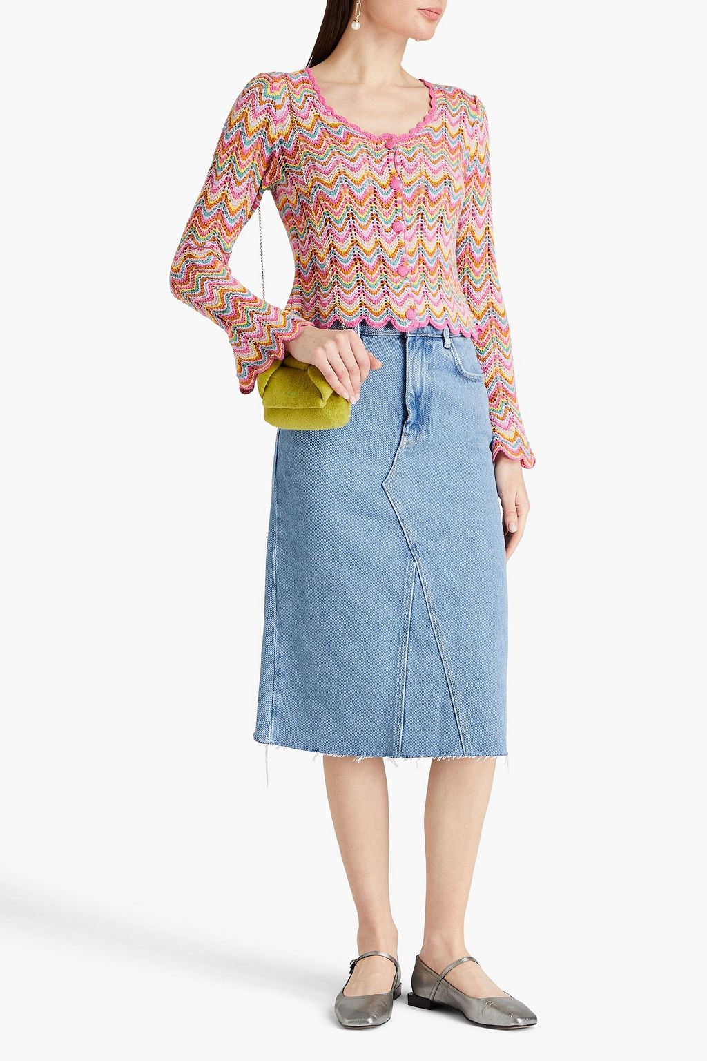 DEREK LAM 10 CROSBY كارديغان قصير مصنوع من نسيج بحبكة كروشيه