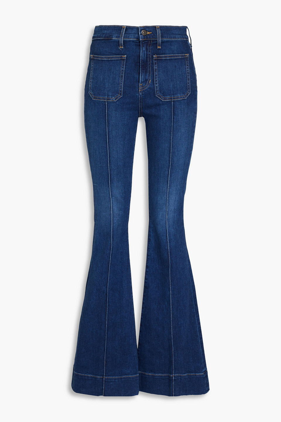 Shop Veronica Beard Sheridan High-rise Flared Jeans In Mid Denim