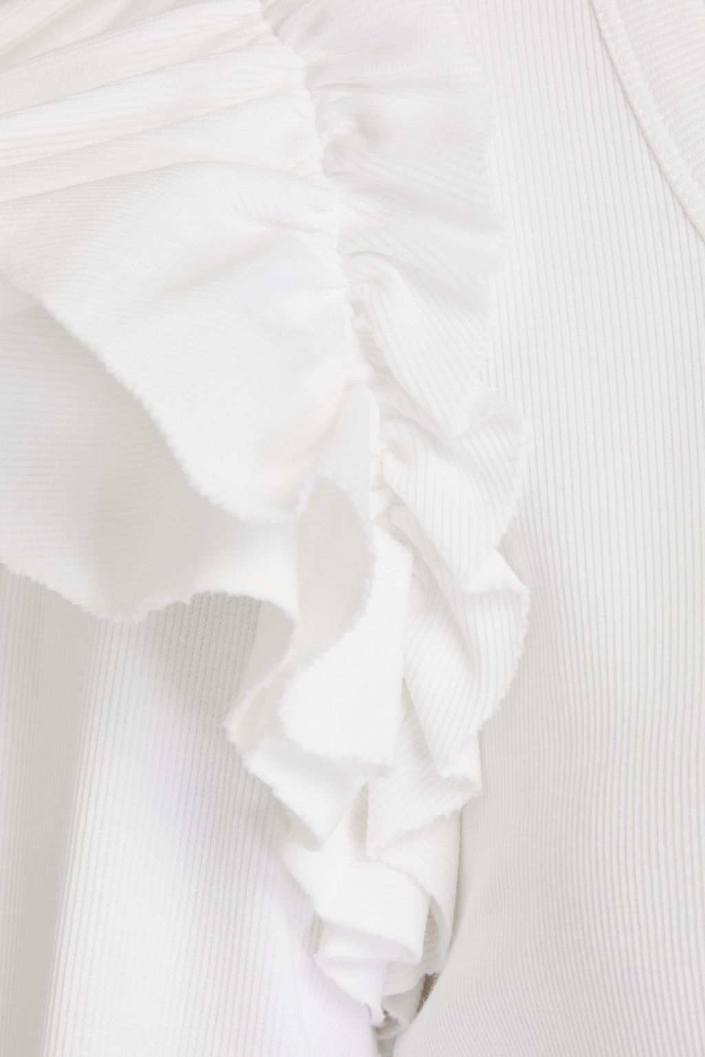 VERONICA BEARD Avendon ruffled ribbed stretch-cotton jersey top
