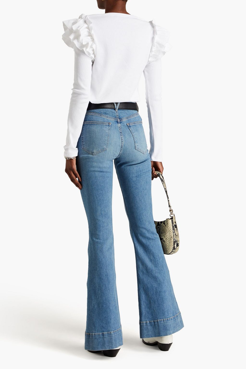 VERONICA BEARD Avendon ruffled ribbed stretch-cotton jersey top
