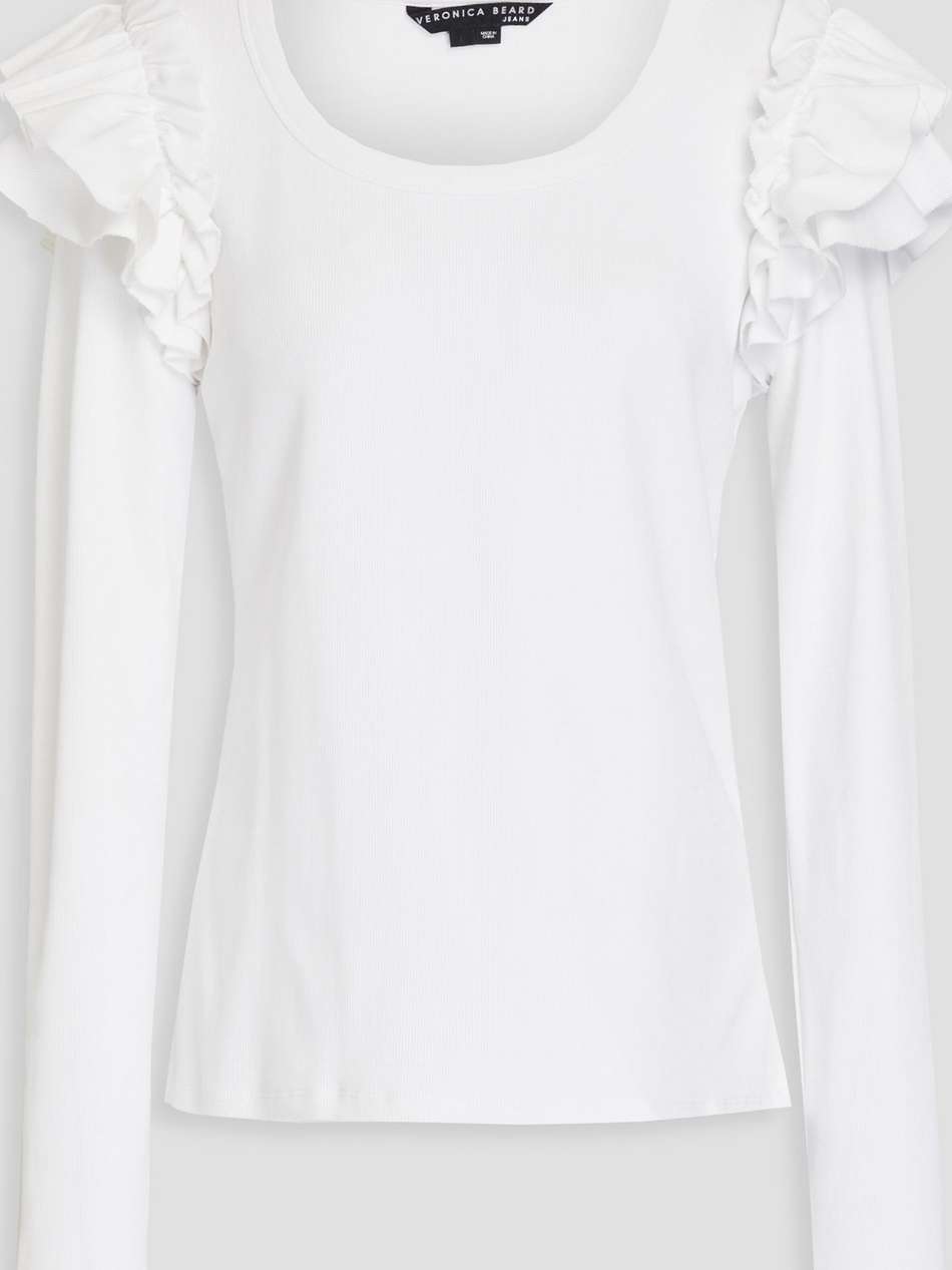avendon ruffled ribbed stretch-cotton jersey top