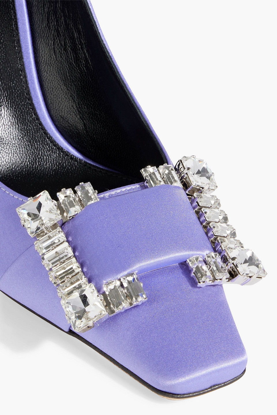 Shop Sergio Rossi Sr Twenty 90 Embellished Satin Pumps In Lavender