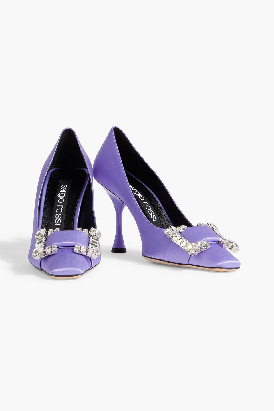 Shop Sergio Rossi Sr Twenty 90 Embellished Satin Pumps In Lavender