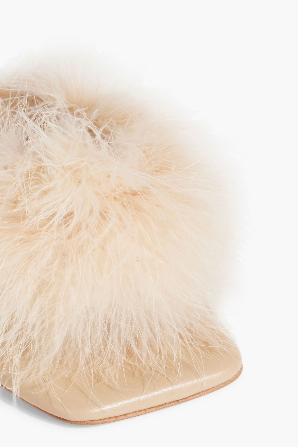 SLEEPER Pom Mules aus Leder mit Federn