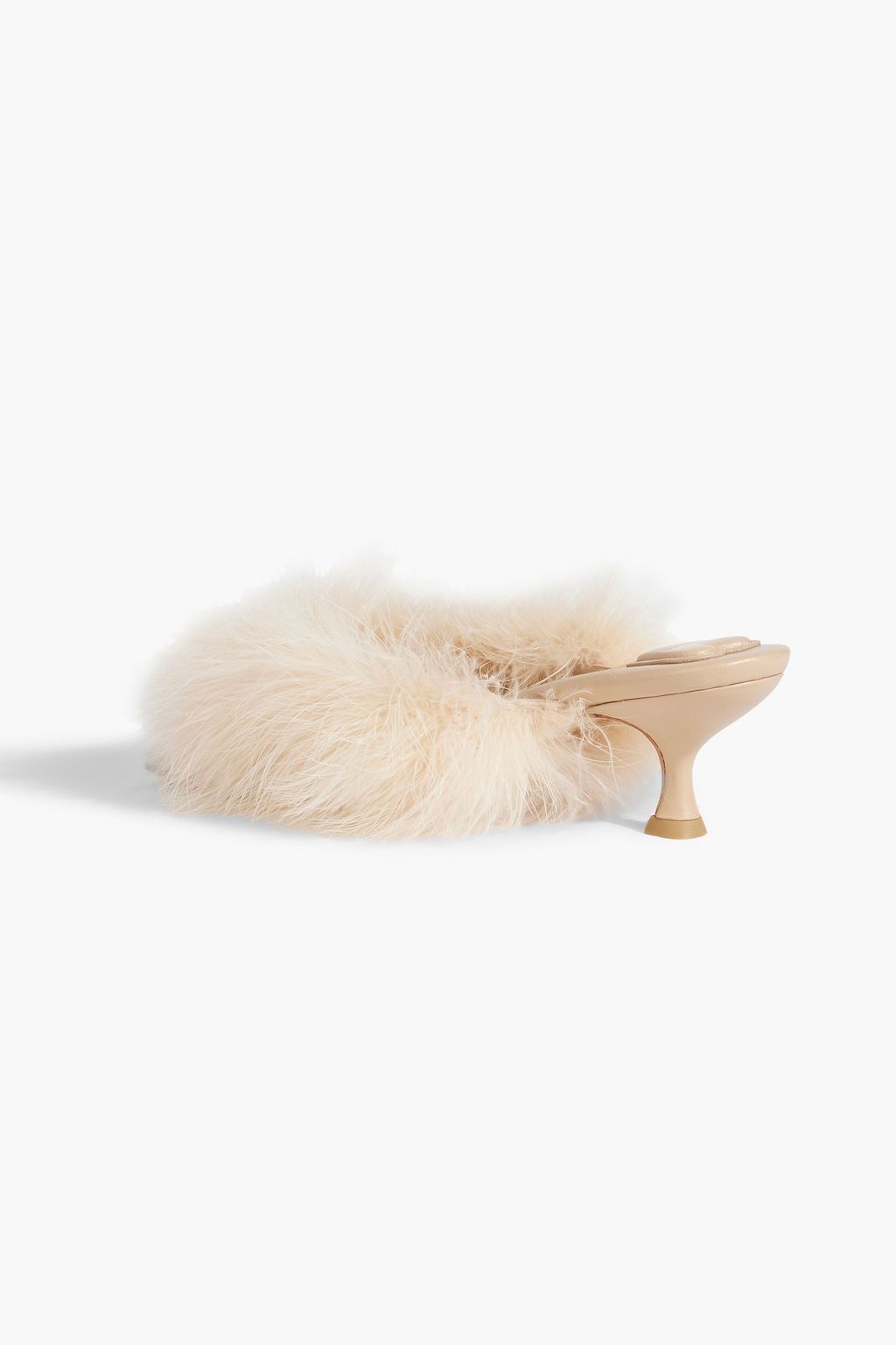 SLEEPER Pom Mules aus Leder mit Federn