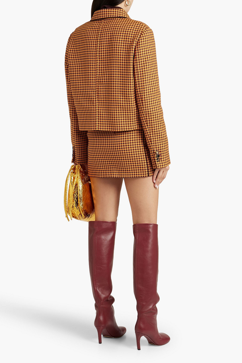 Shop Marni Houndstooth Tweed Mini Skirt In Camel