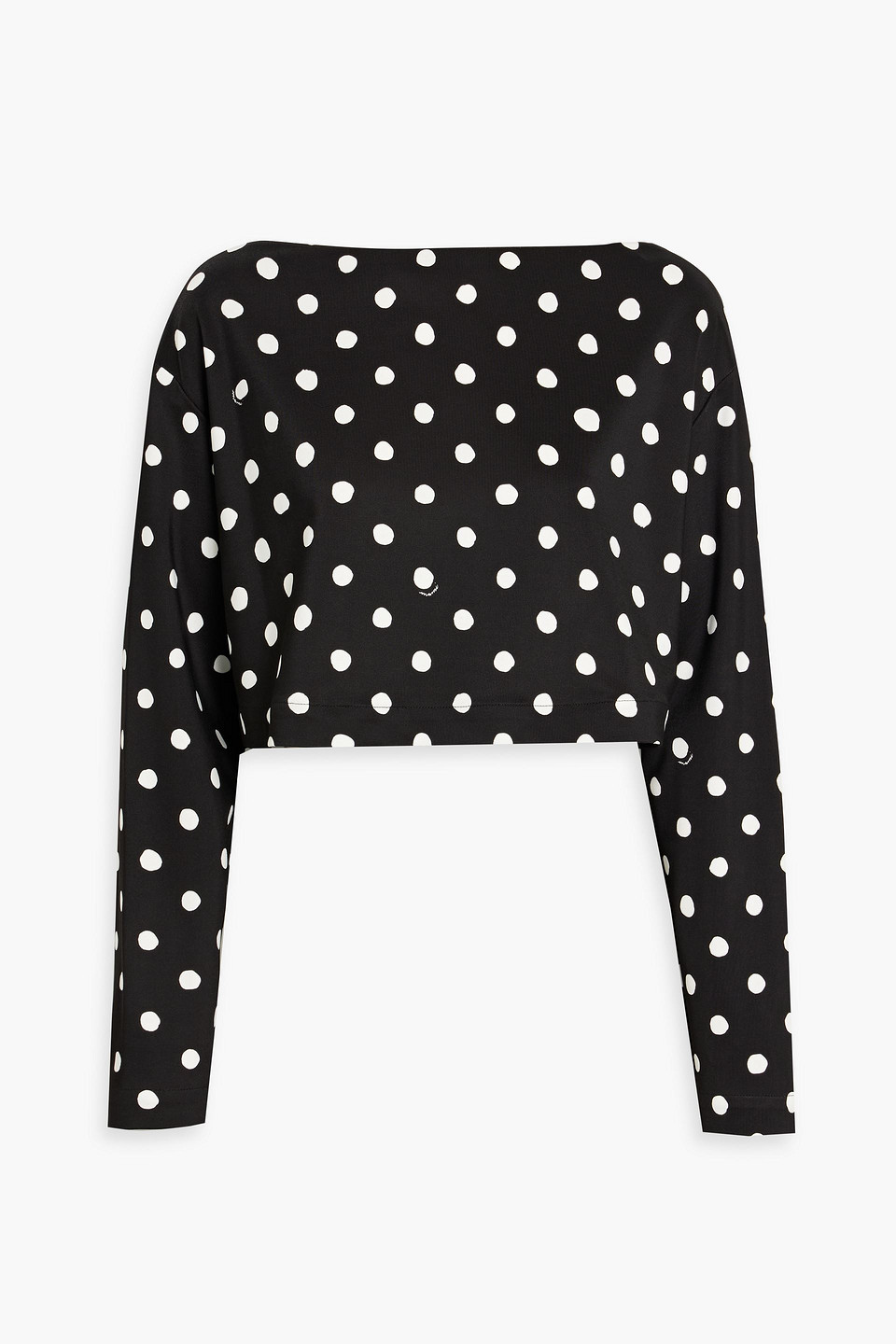 Shop Marni Cropped Polka-dot Jersey Top In Black