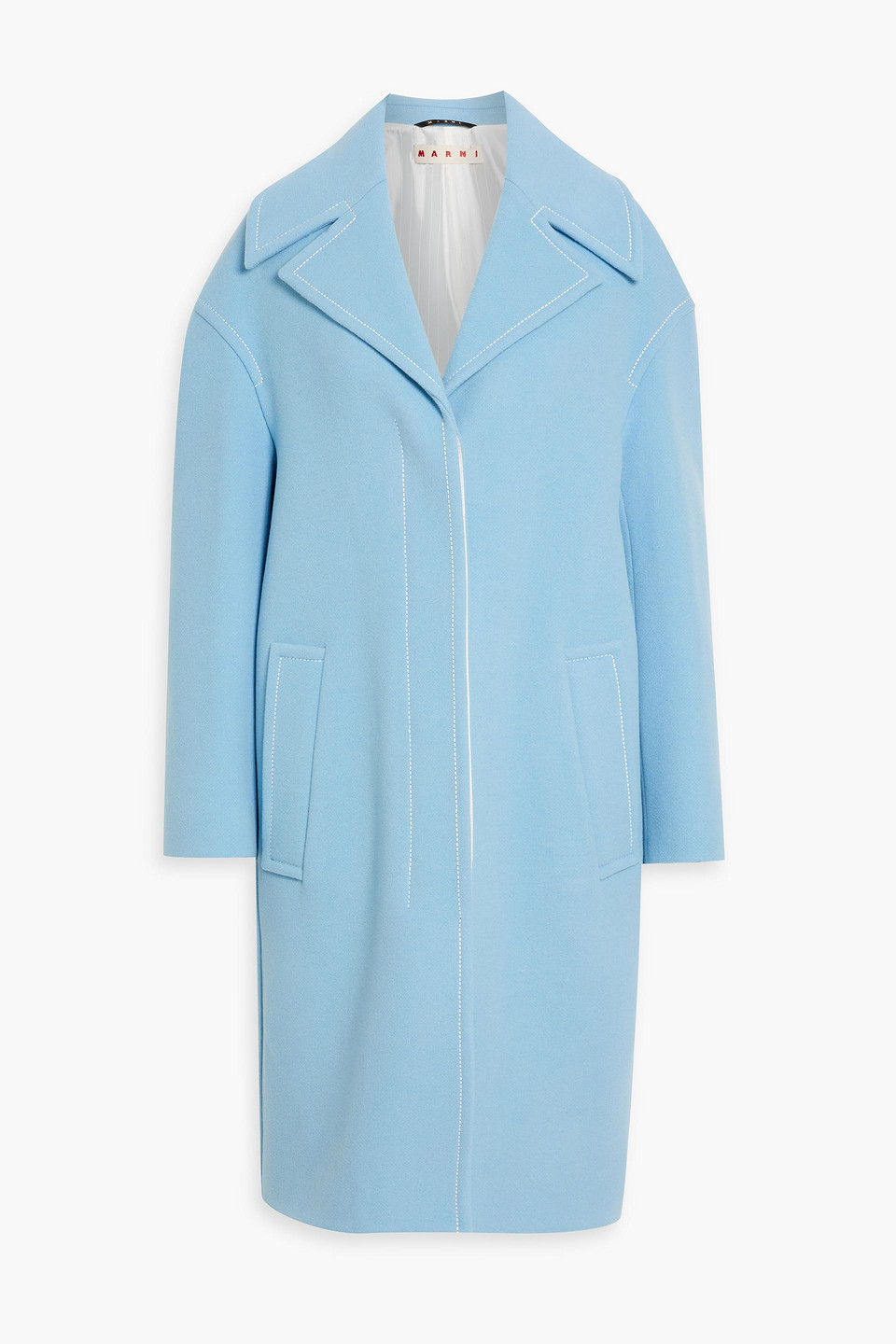 Shop Marni Wool-blend Felt Coat In Light Blue