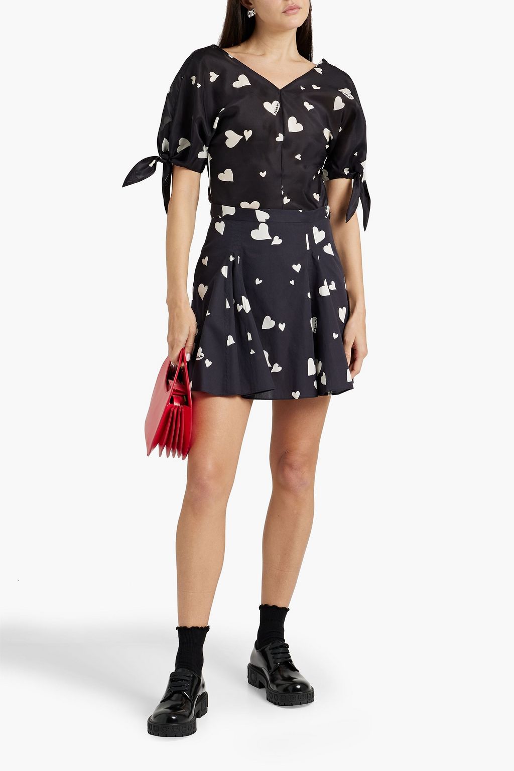 MARNI コットン ミニスカート プリーツ&プリント入り