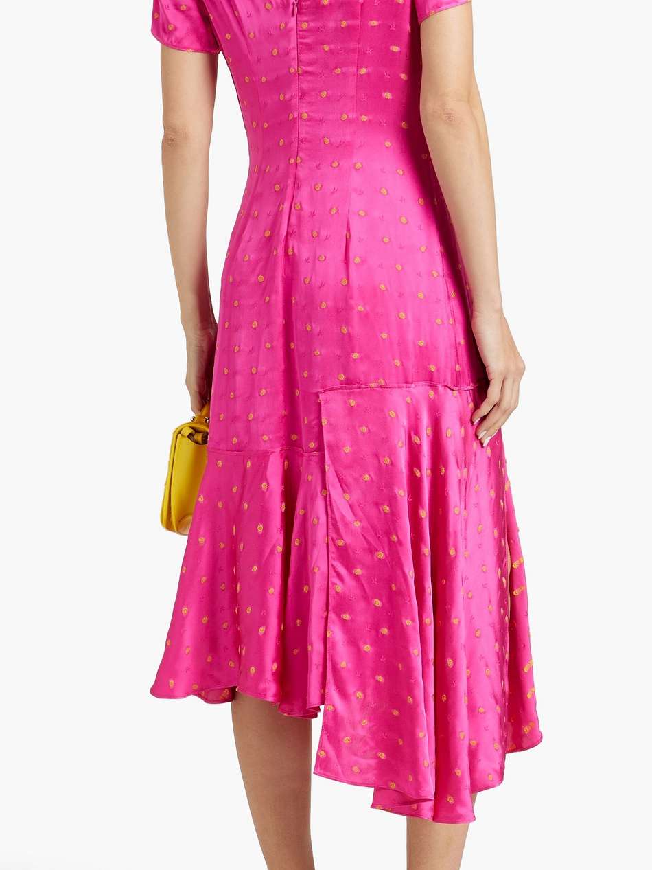 asymmetric satin-jacquard dress