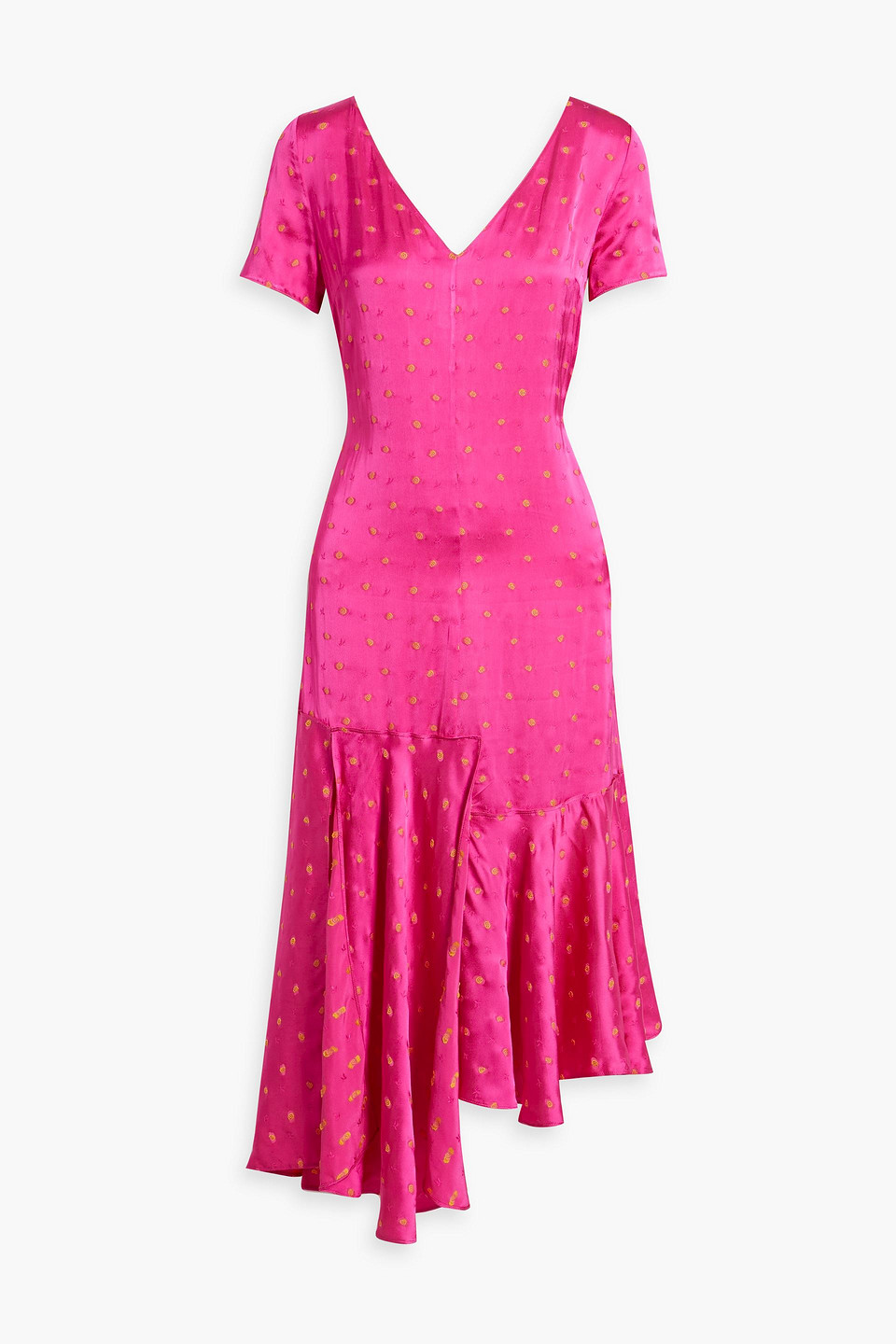 Marni Asymmetric Satin-jacquard Dress In Fuchsia