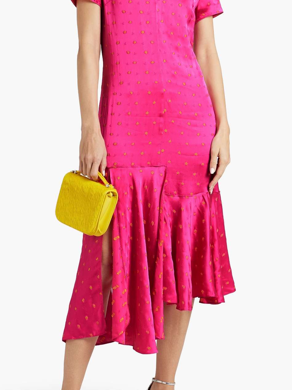 asymmetric satin-jacquard dress