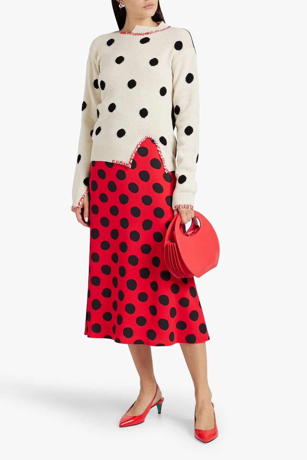 MARNI Polka-dot jacquard-knit wool sweater