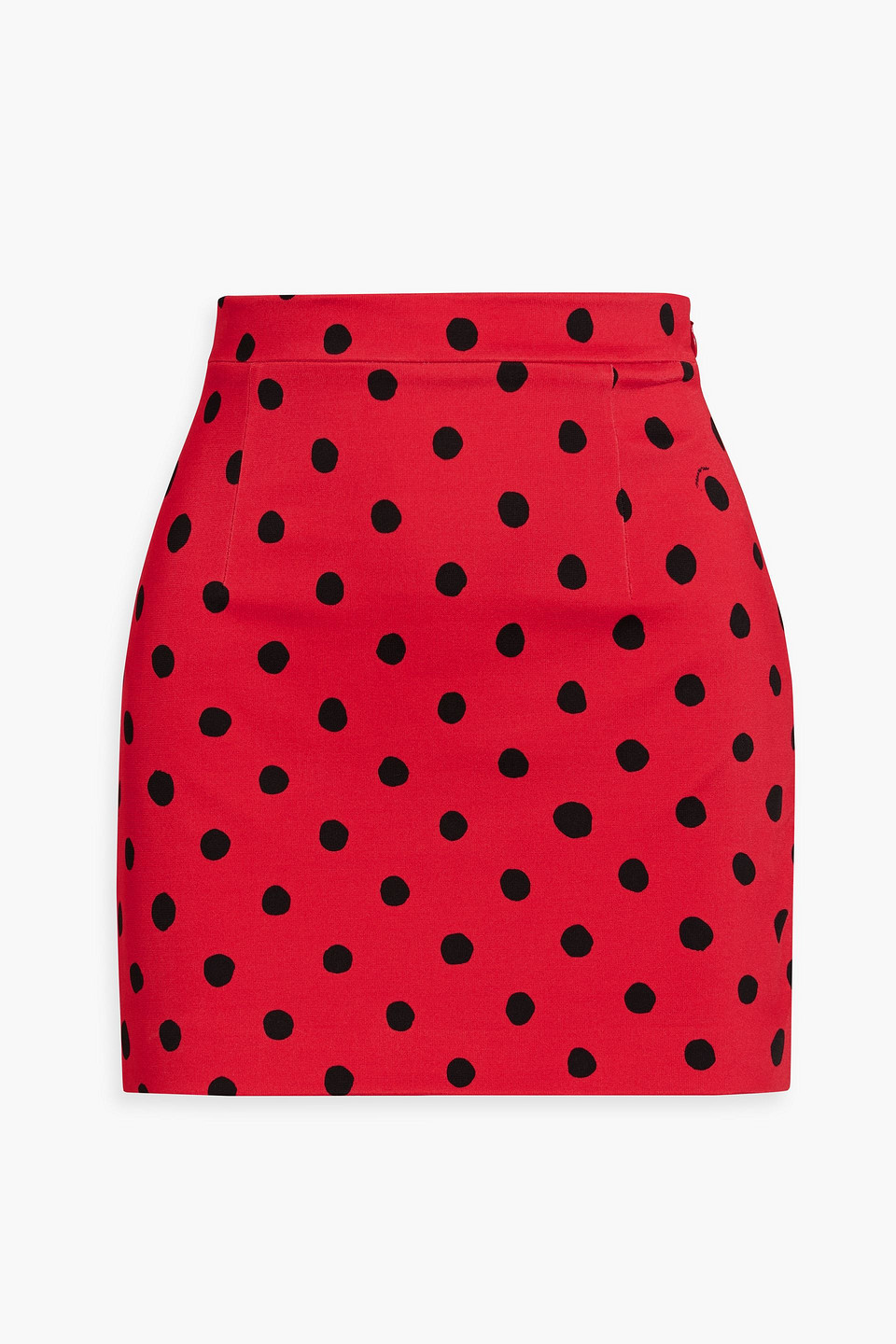 Shop Marni Polka-dot Crepe Mini Skirt In Red