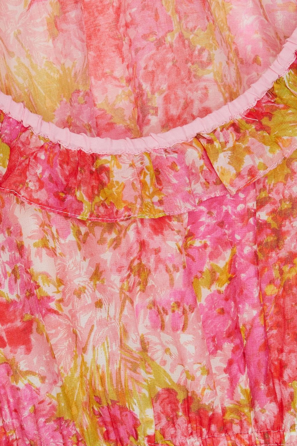LOVESHACKFANCY Safiya ruffled floral-print cotton and silk-blend mousseline mini dress