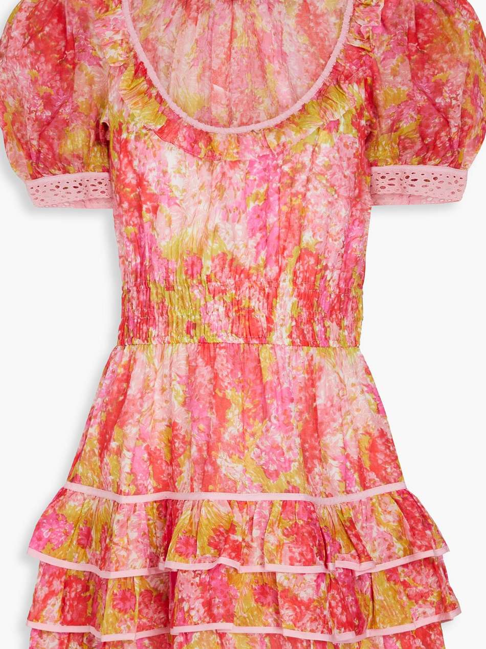 safiya ruffled floral-print cotton and silk-blend mousseline mini dress