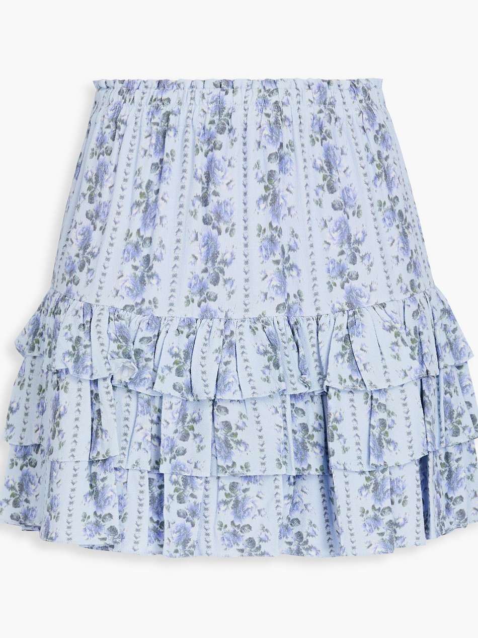 bitsy tiered floral-print crepe mini skirt