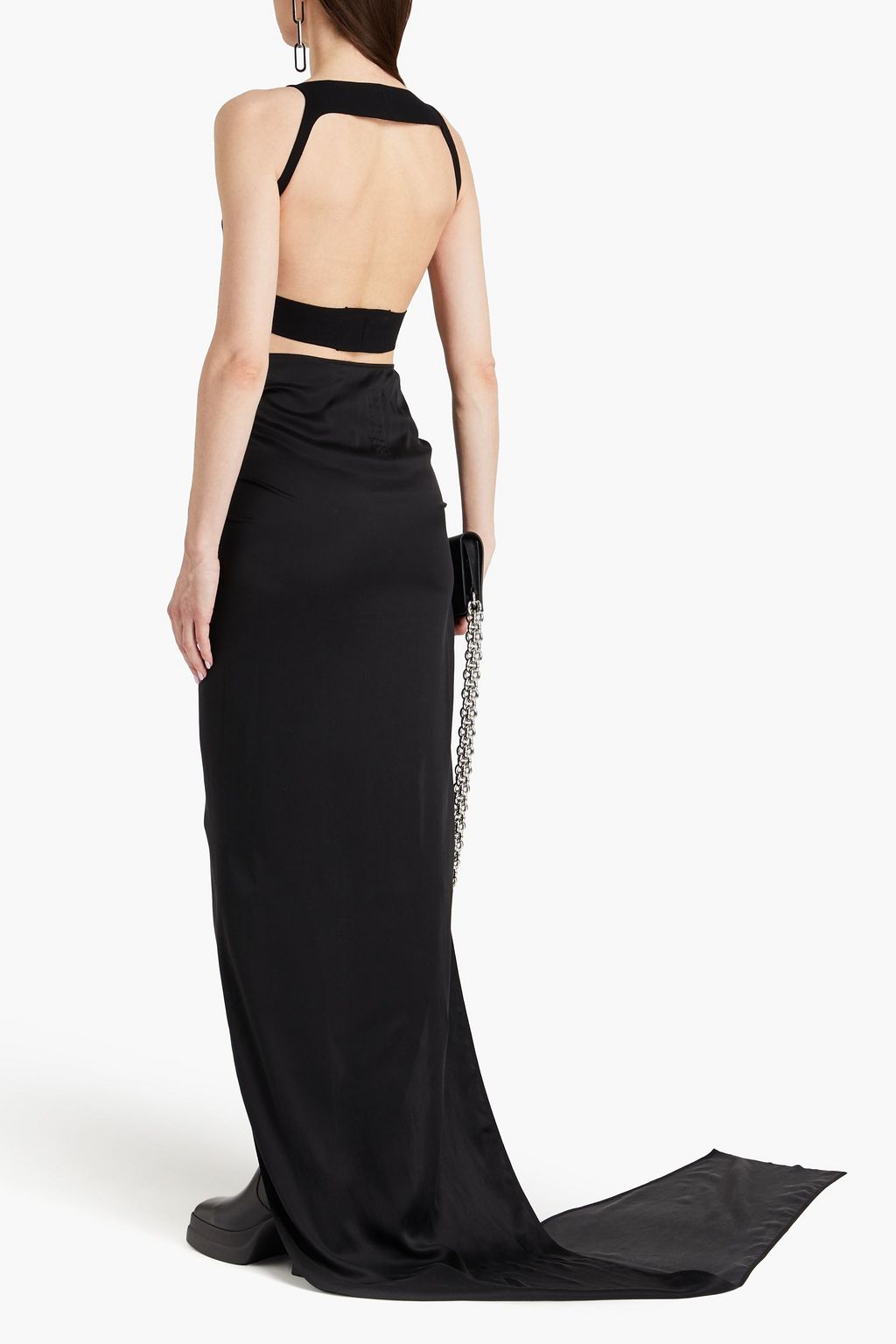 RICK OWENS Asymmetric ruffled washed satin skirt