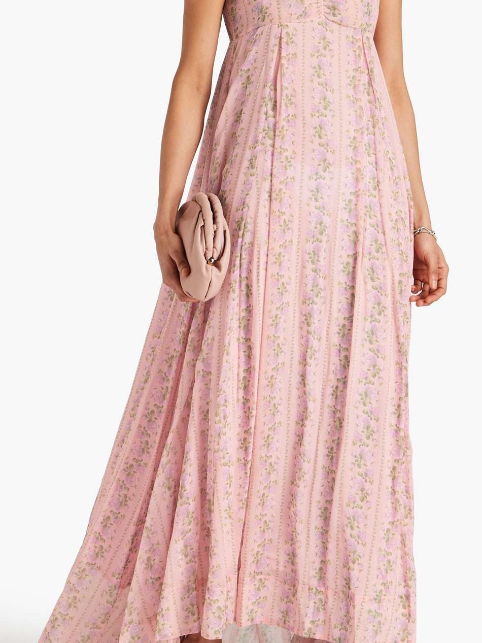 gilvery ruched floral-print chiffon maxi dress