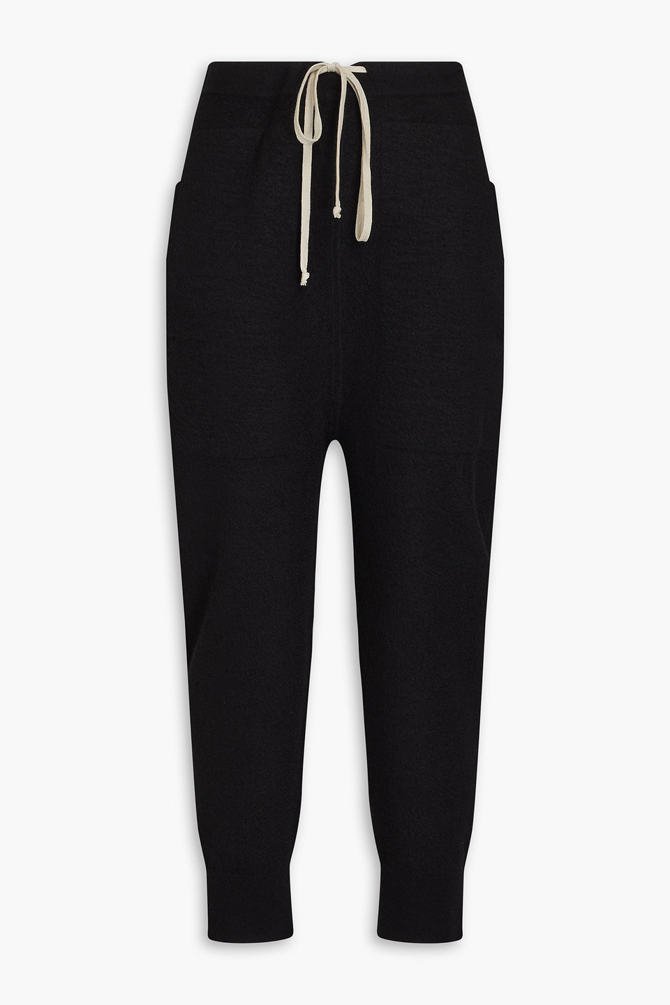 Rick Owens Cropped Cashmere Track Trousers In Black