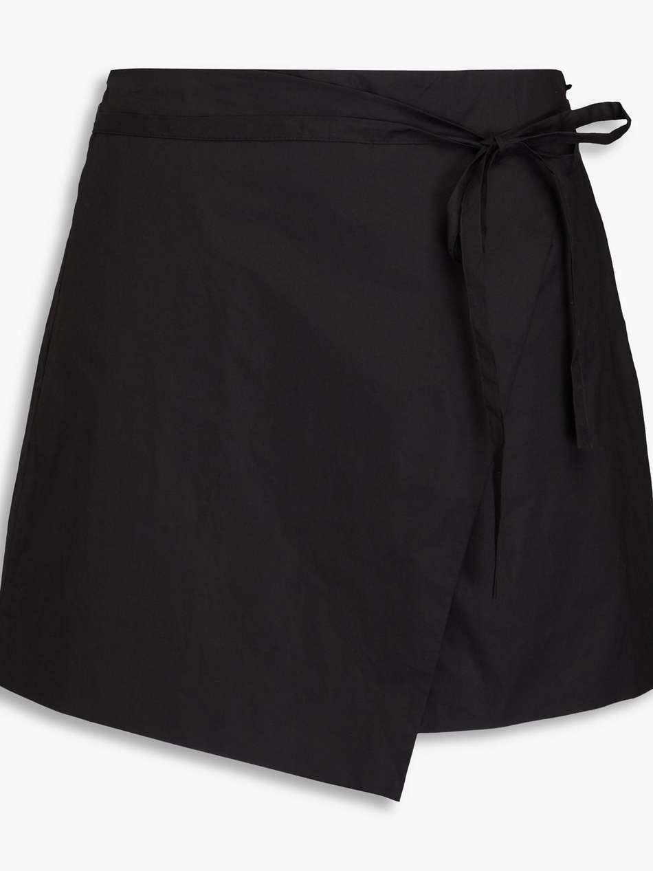 wrap-effect cotton-poplin mini skirt