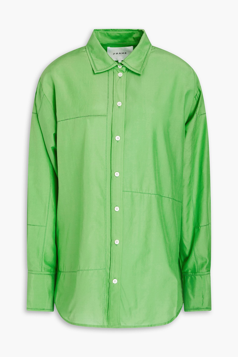 Frame Cotton And Silk-blend Poplin Shirt In Green