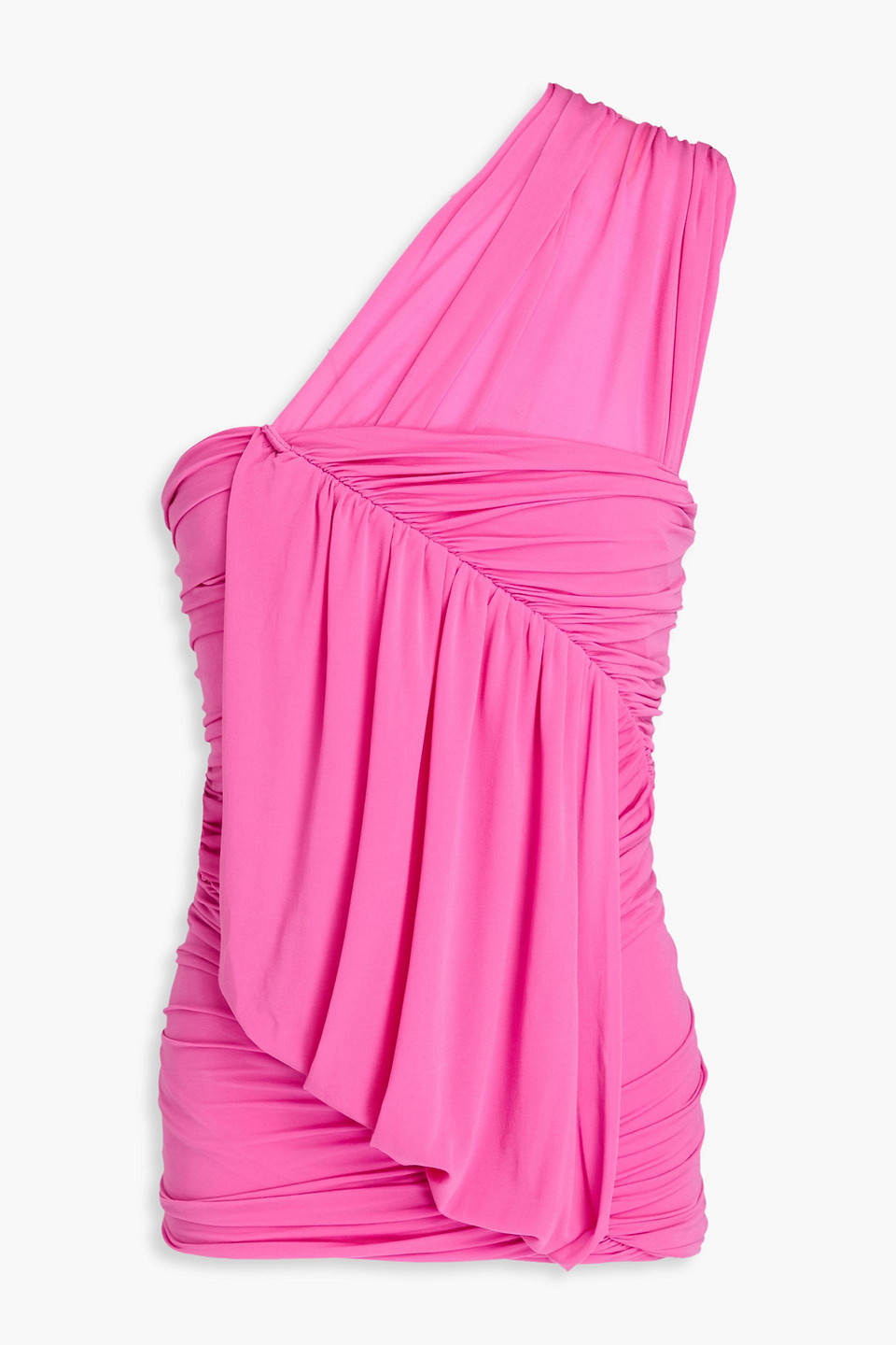 Shop Rick Owens One-shoulder Draped Cupro-blend Jersey Top In Pink