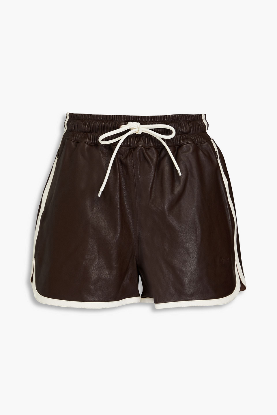 Frame Leather Trim Shorts In Brown