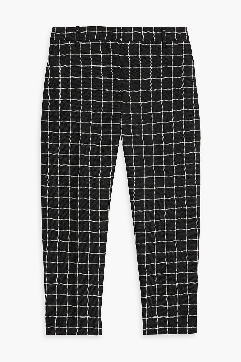 Shop Marni Cropped Checked Wool-jacquard Tapered Pants In Black