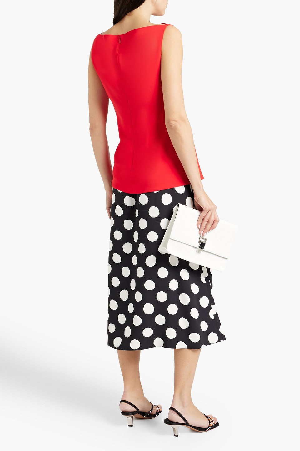 Marni Split Cady Top In Tomato Red