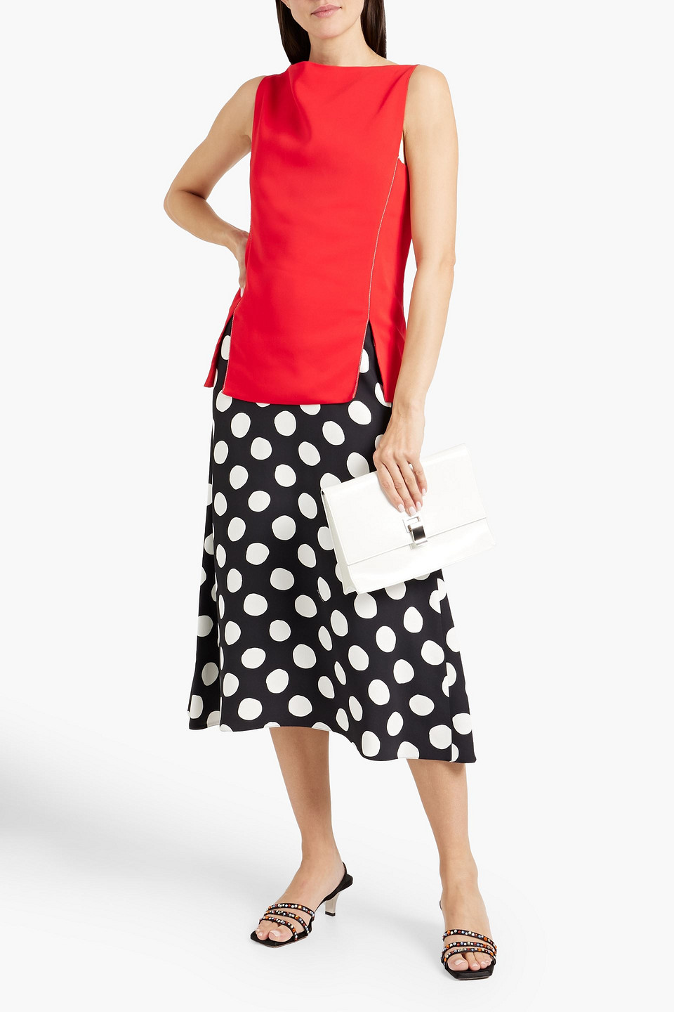 Marni Split Cady Top In Tomato Red