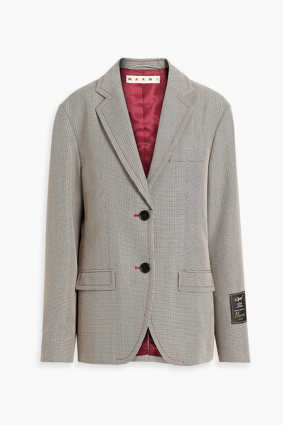 Houndstooth wool-blend blazer